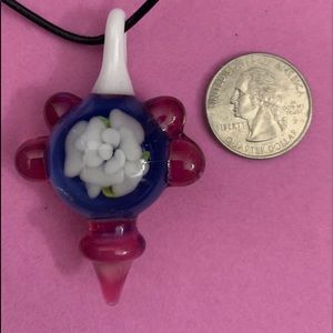 Glass white rose pendent